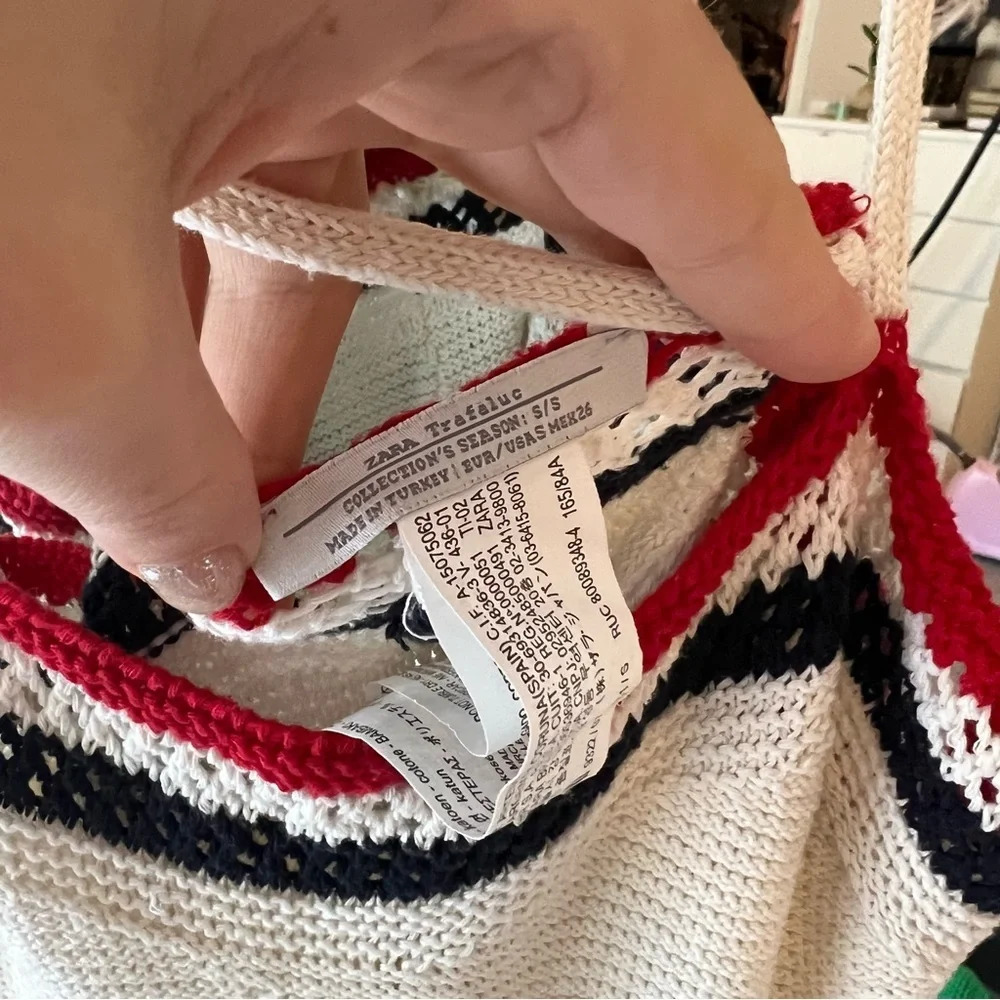 Zara knit crochet cross back tank top - Picture 2 of 5